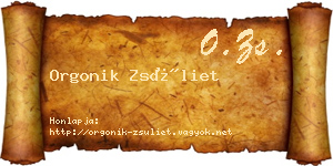 Orgonik Zsüliet névjegykártya